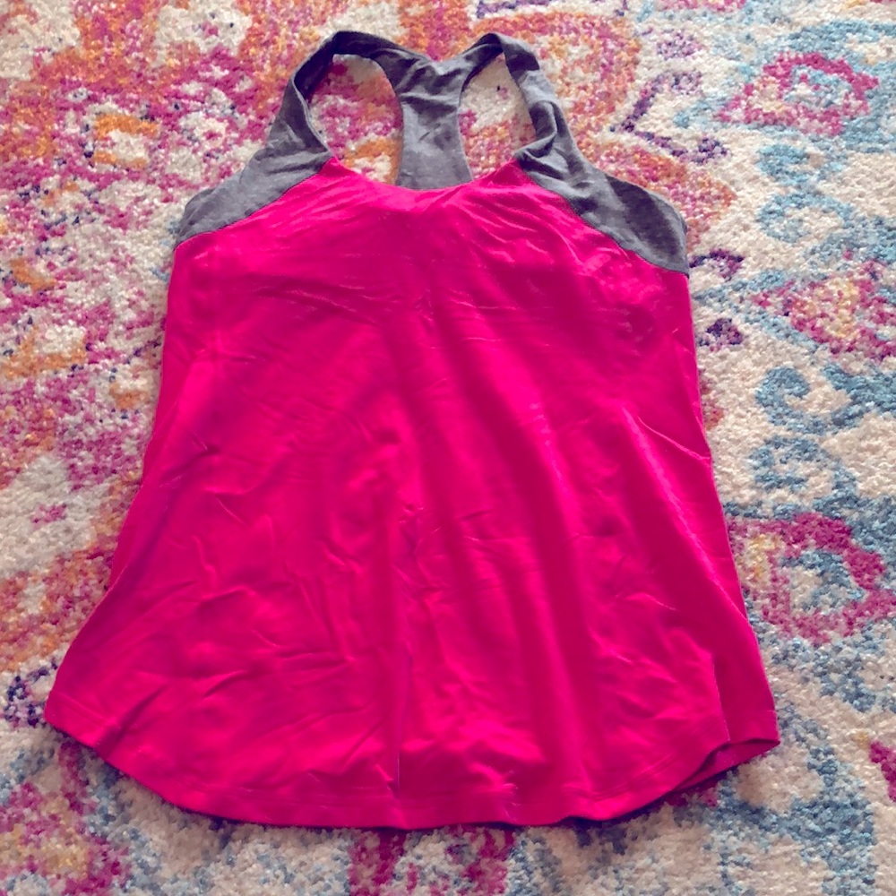 Pink Lululemon tank top with shelf bra